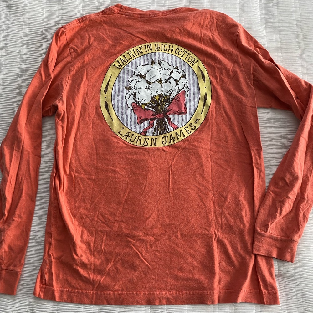 Lauren James coral long sleeve tee shirt